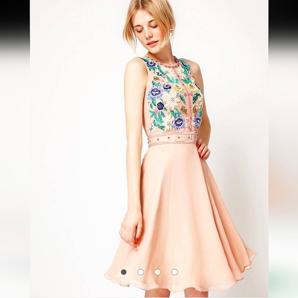 Silk Chiffon Floral Embellished Dress by French Connection - Picture 1 of 10